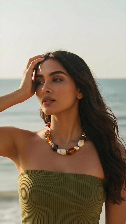 Chunky Earth Tone Beaded Necklace