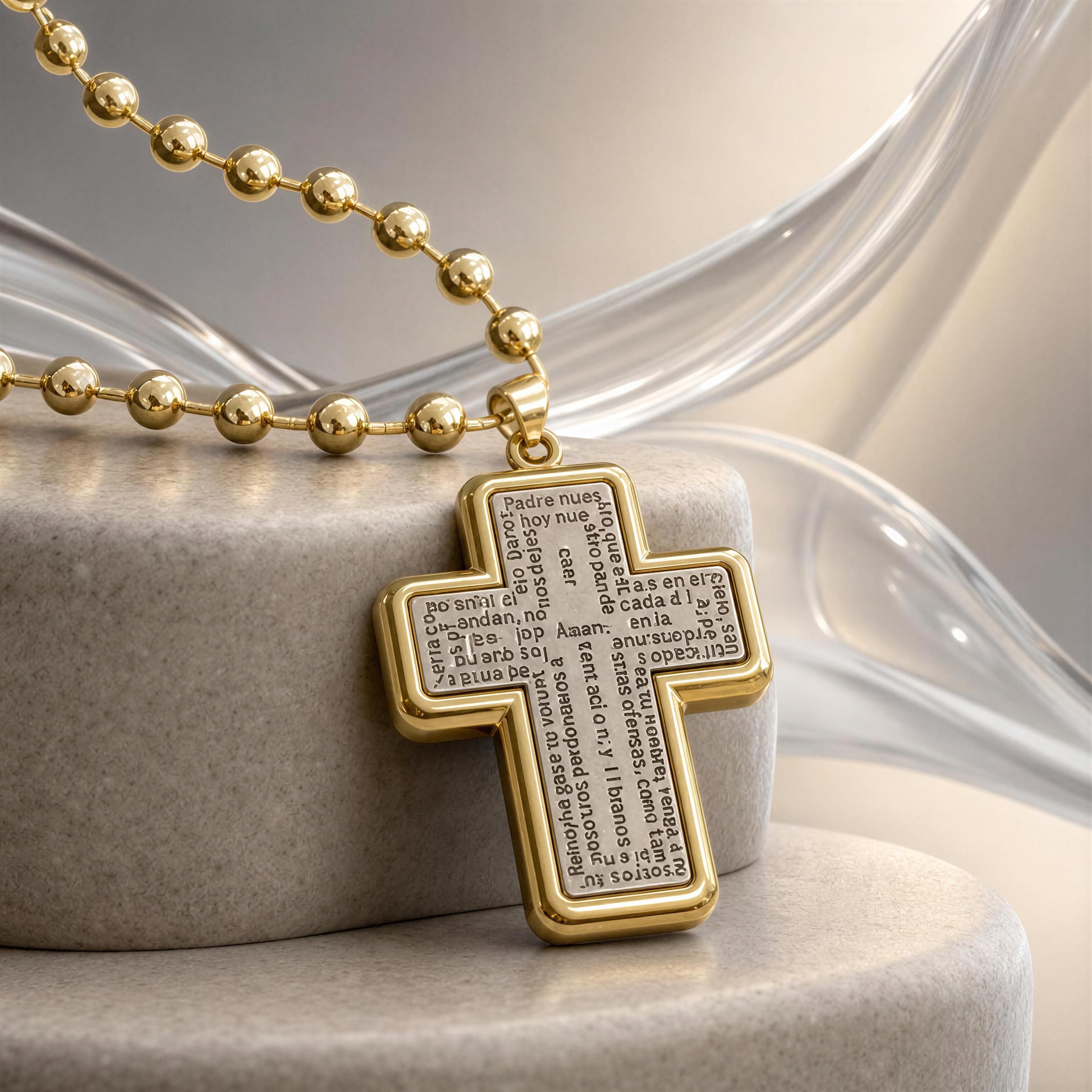 Two Tone Cross Pendant Necklace