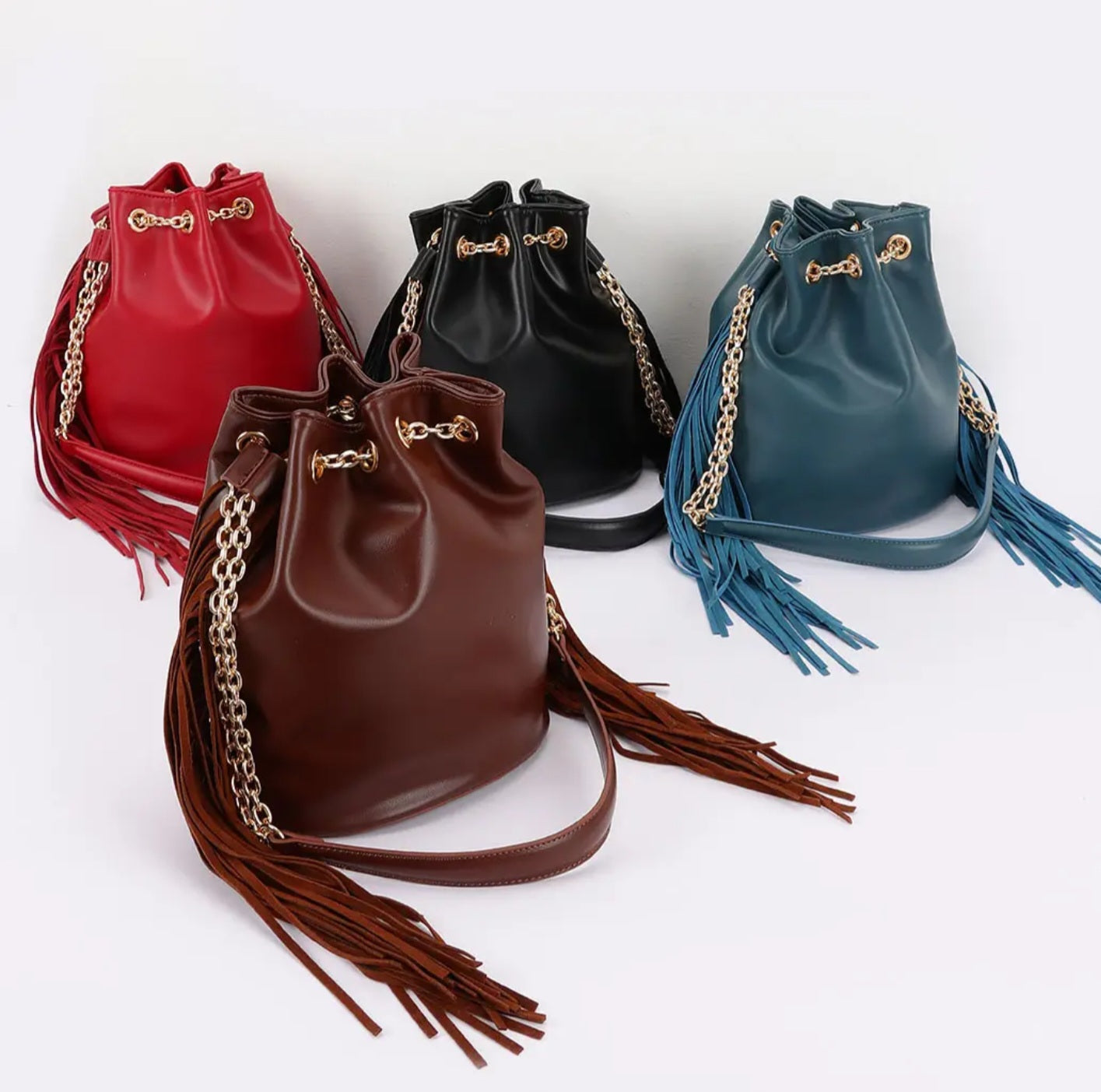 Chic Fringe Chain Bucket Bag