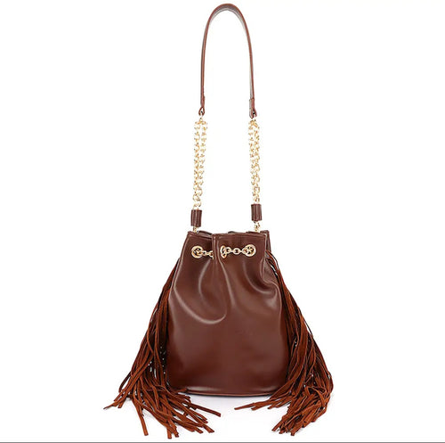 Chic Fringe Chain Bucket Bag